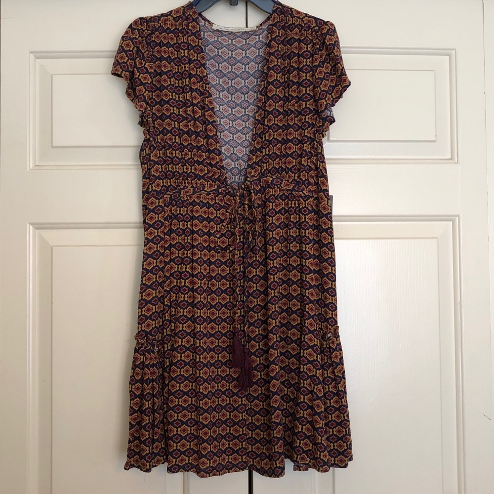 Lizard Thicket Geometric Pattern Dress - Red and Blue